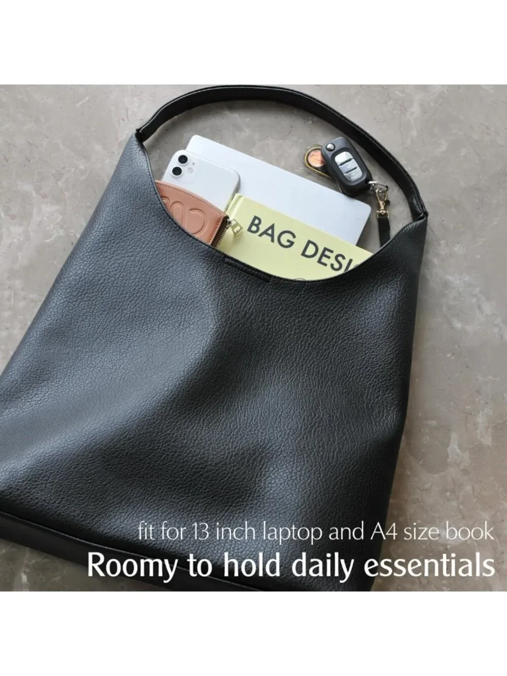 Soft Vegan Leather Slouchy Tote Handbag - Stylish Hobo Bag for Women